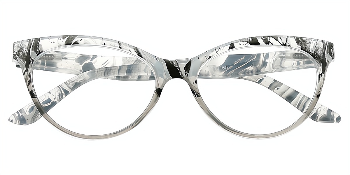 Gray Cat Eye Chic Horn Plastic Eyeglasses