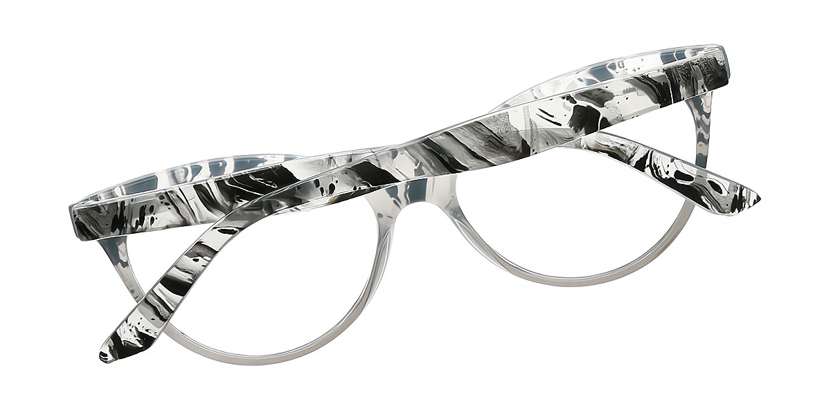 Gray Cat Eye Chic Horn Plastic Eyeglasses