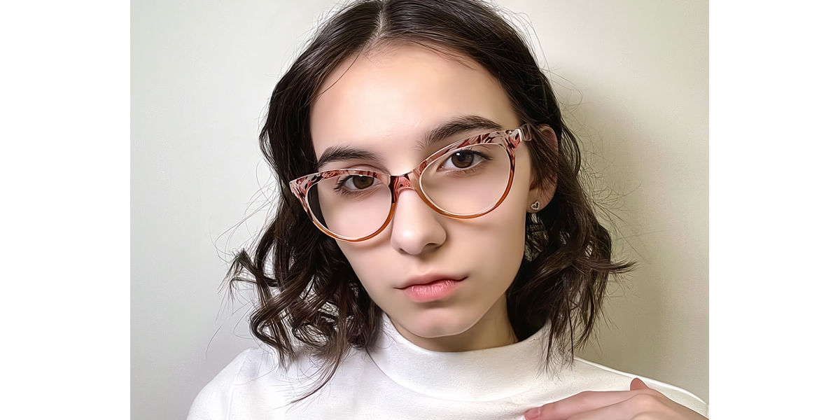 Brown Cat Eye Chic Horn Plastic Eyeglasses