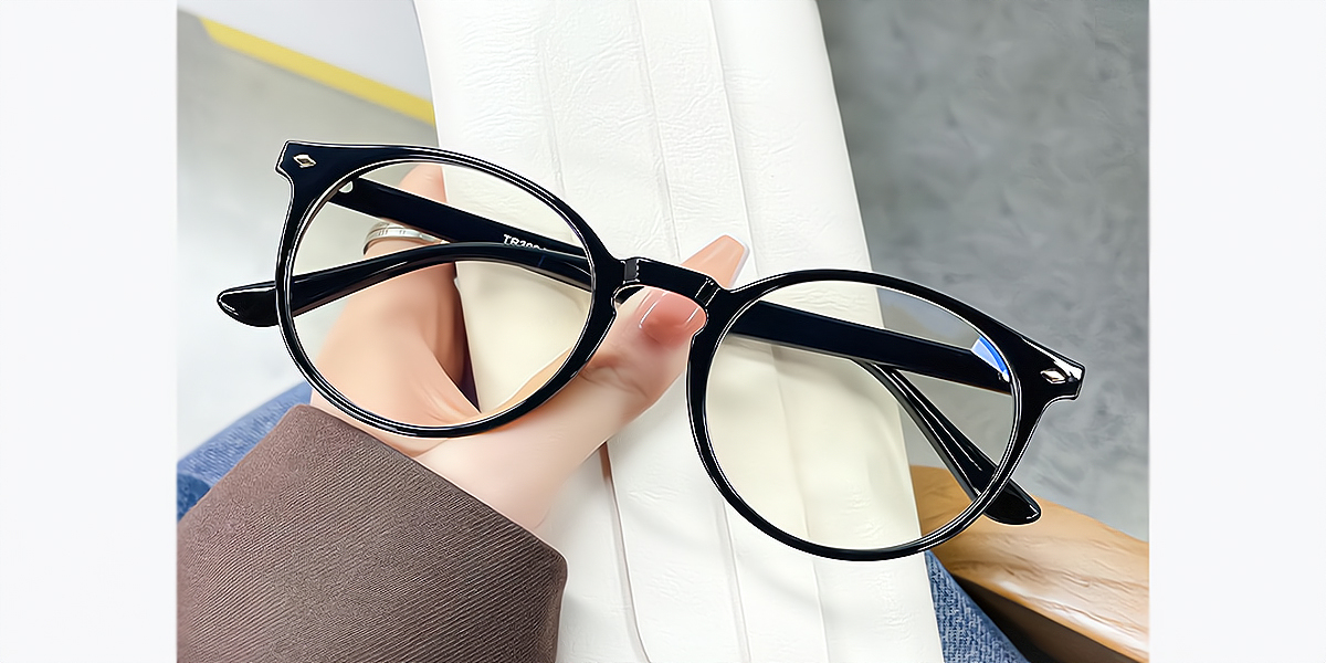 Black Oval Classic Oversized TR90 Eyeglasses