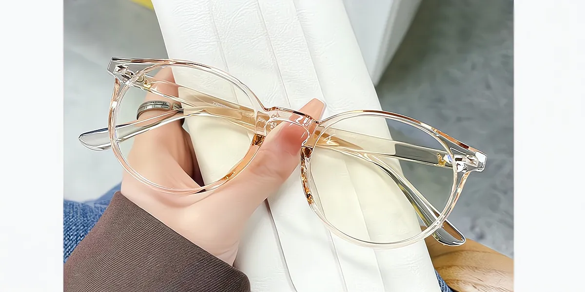 Brown Oval Classic Oversized TR90 Eyeglasses