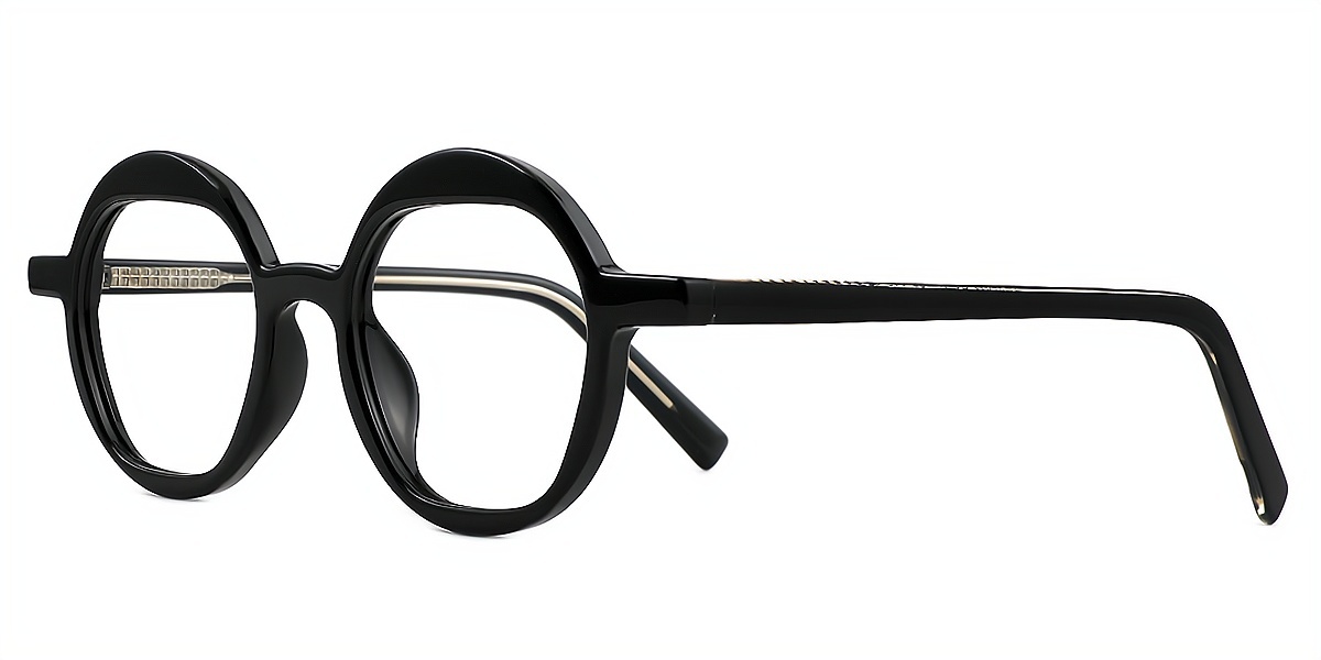 Black Round Chic Fancy TR90 Eyeglasses