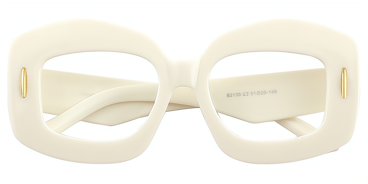 White Geometric Unique Oversized Plastic Eyeglasses
