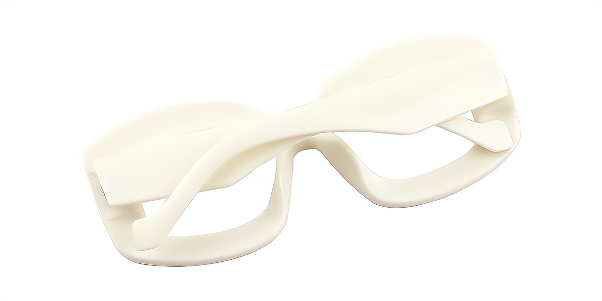White Geometric Unique Oversized Plastic Eyeglasses