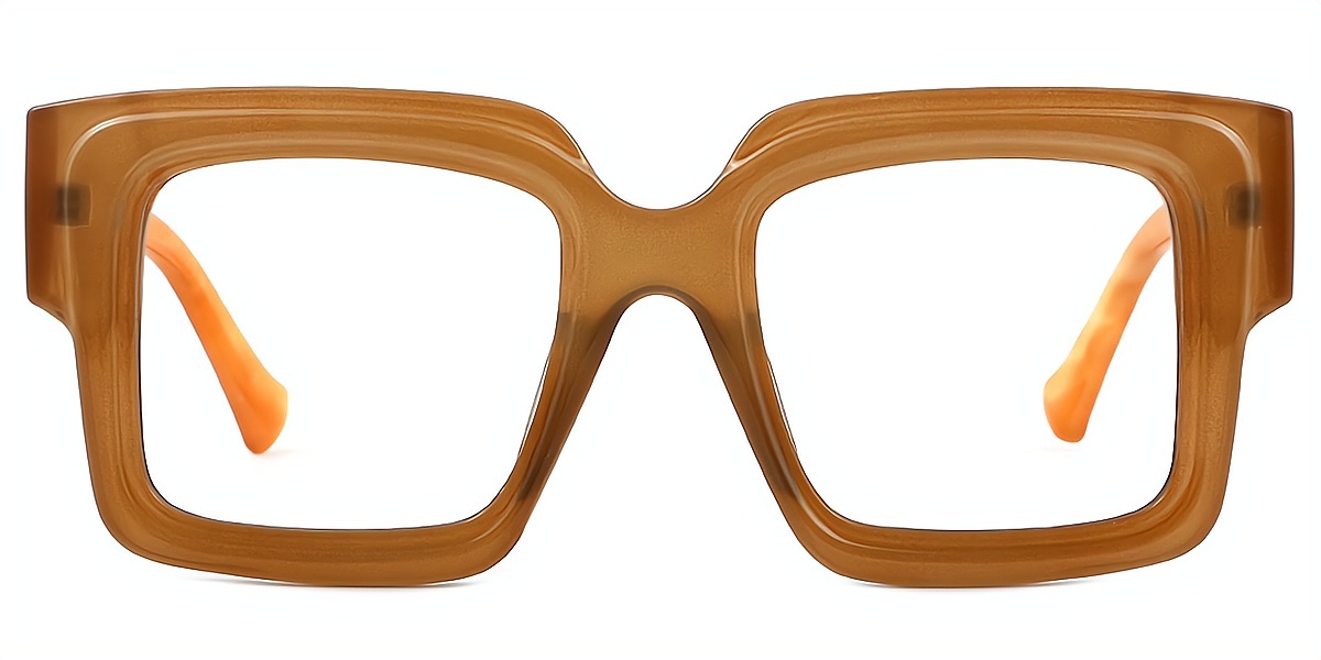 Brown Square Retro Oversized Plastic Eyeglasses