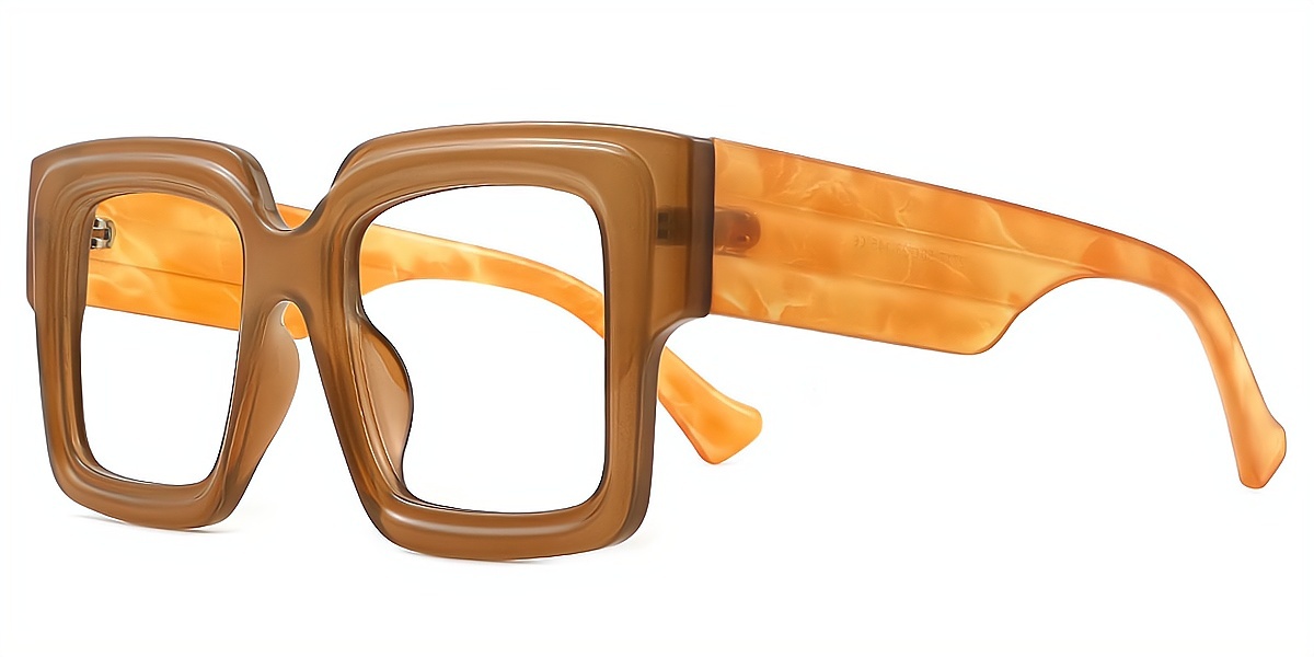 Brown Square Retro Oversized Plastic Eyeglasses