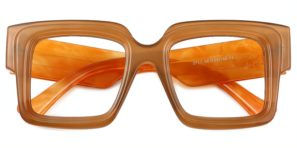 Brown Square Retro Oversized Plastic Eyeglasses