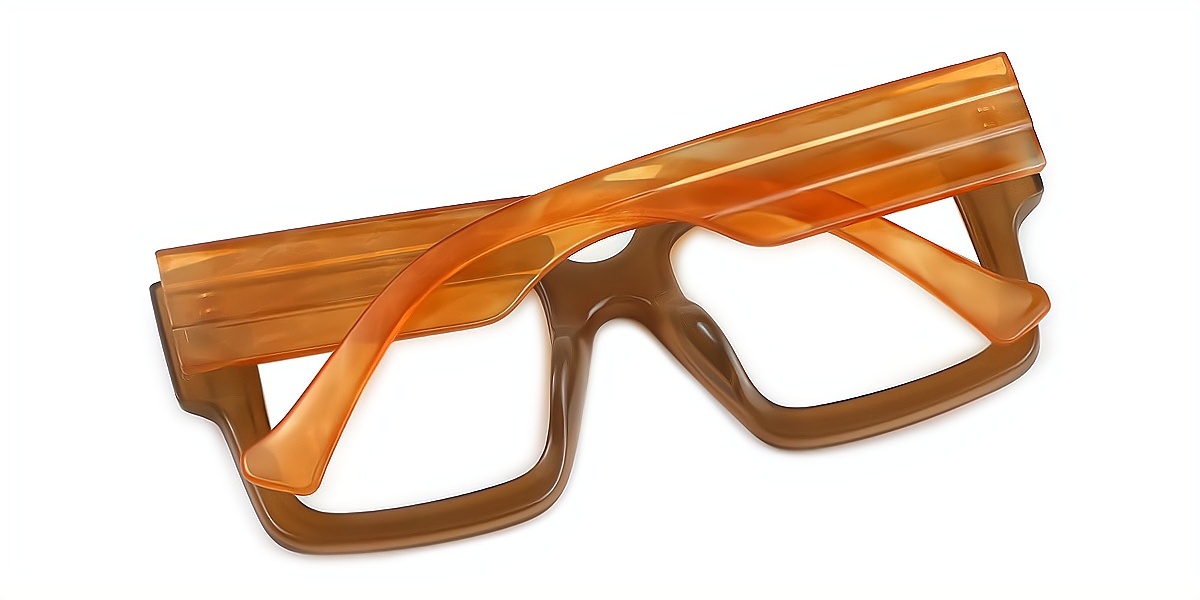 Brown Square Retro Oversized Plastic Eyeglasses