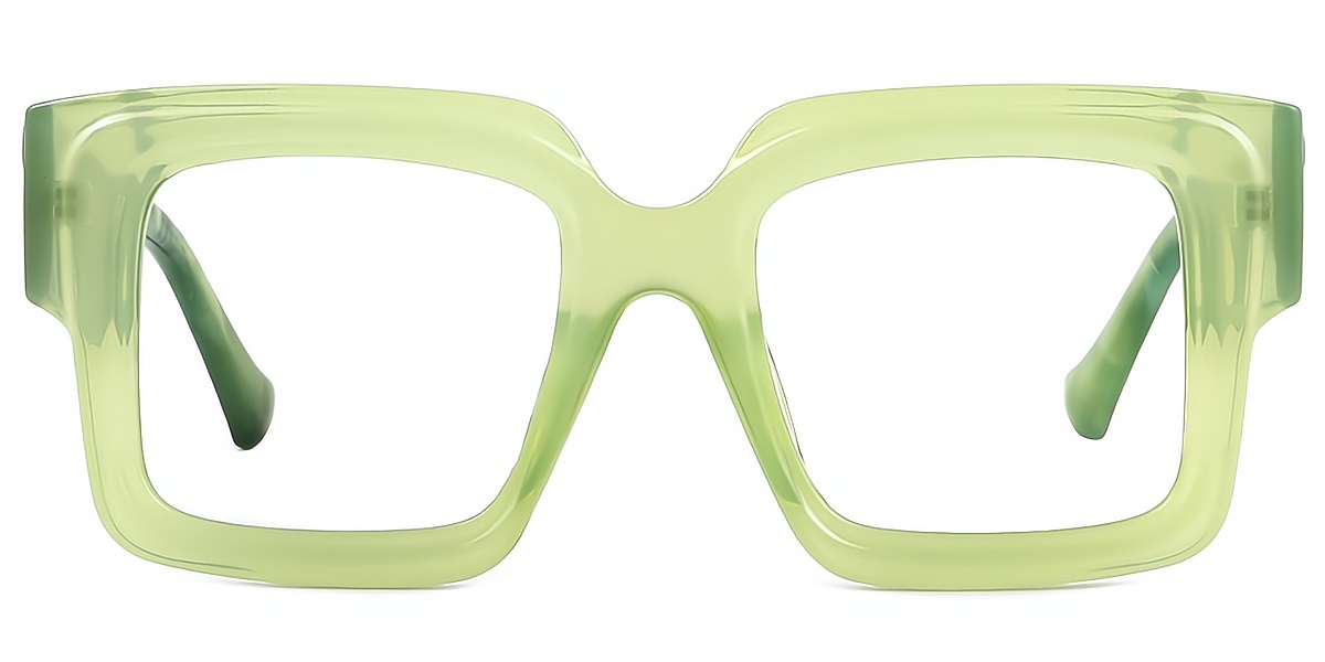 Green Square Retro Oversized Plastic Eyeglasses