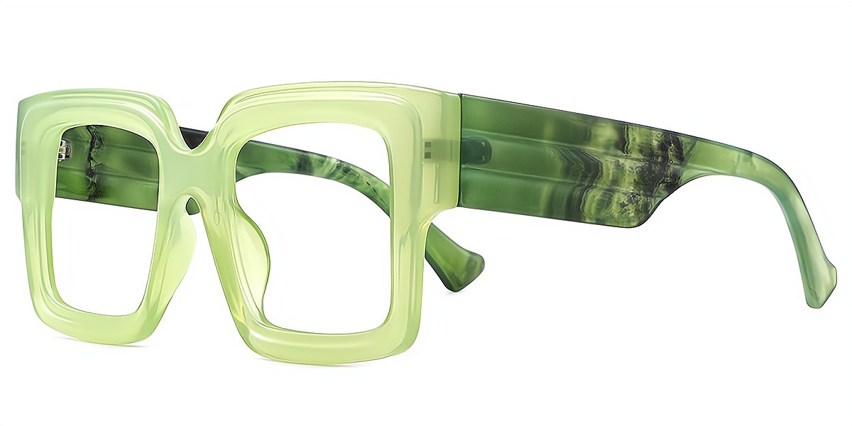 Green Square Retro Oversized Plastic Eyeglasses
