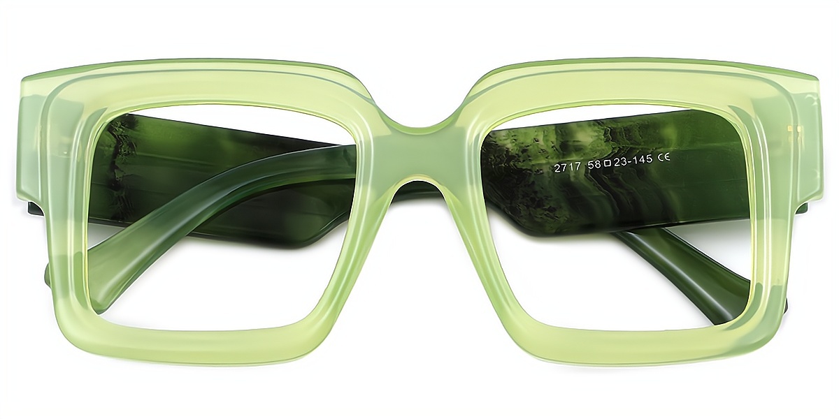 Green Square Retro Oversized Plastic Eyeglasses