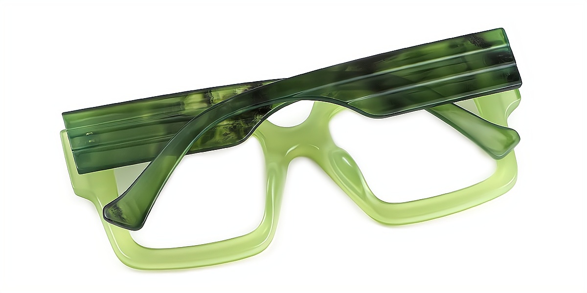 Green Square Retro Oversized Plastic Eyeglasses