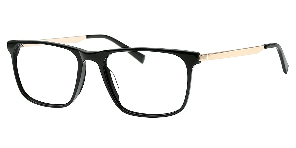 Black Rectangle Classic Horn Acetate Eyeglasses