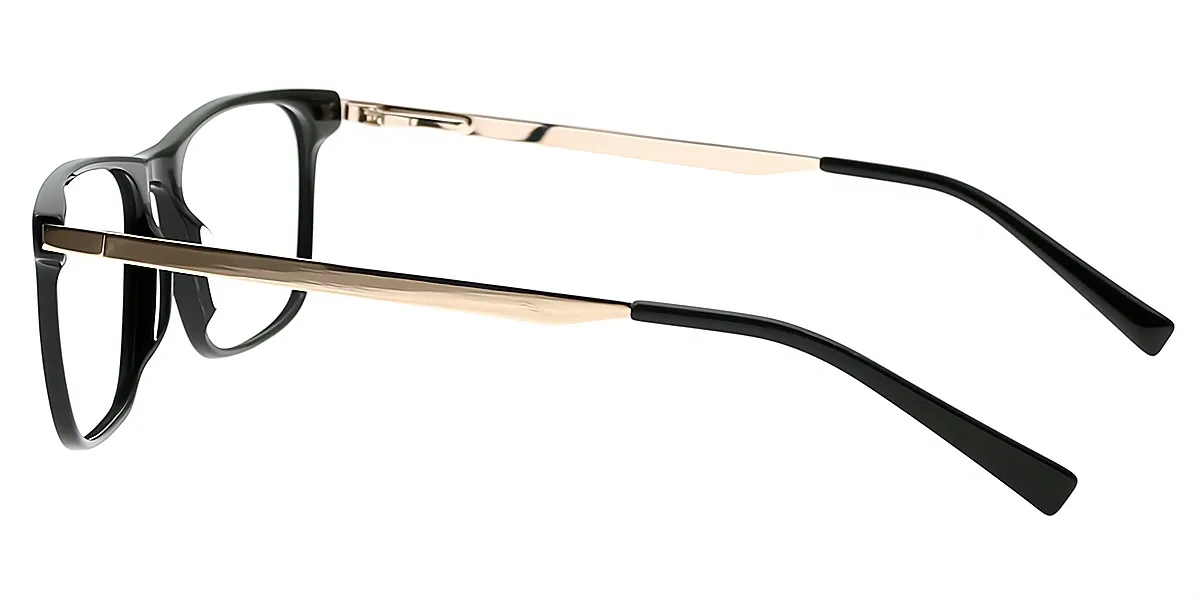 Black Rectangle Classic Horn Acetate Eyeglasses