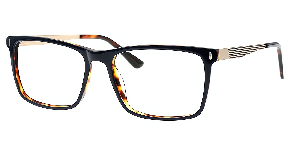 Tortoise Rectangle Classic Horn Acetate Eyeglasses