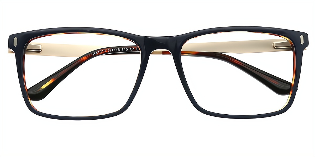 Tortoise Rectangle Classic Horn Acetate Eyeglasses