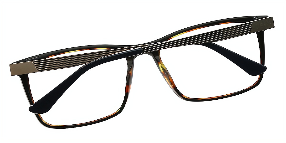 Tortoise Rectangle Classic Horn Acetate Eyeglasses