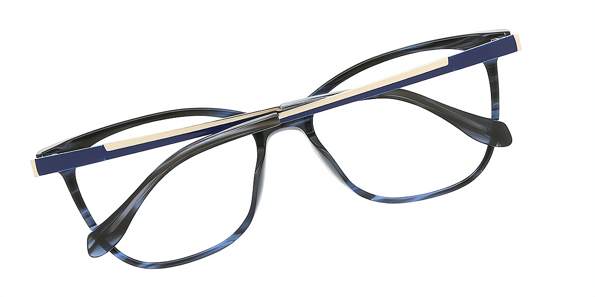 Black Blue Horn Elegant Acetate Eyeglasses