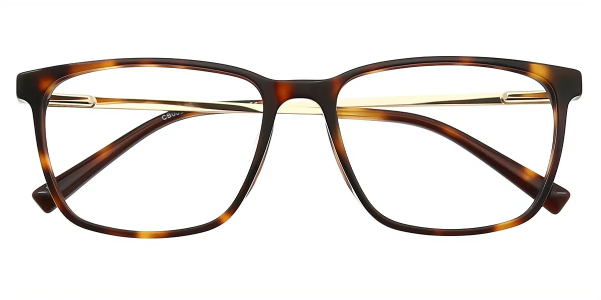 Tortoise Square Retro Horn Acetate Eyeglasses