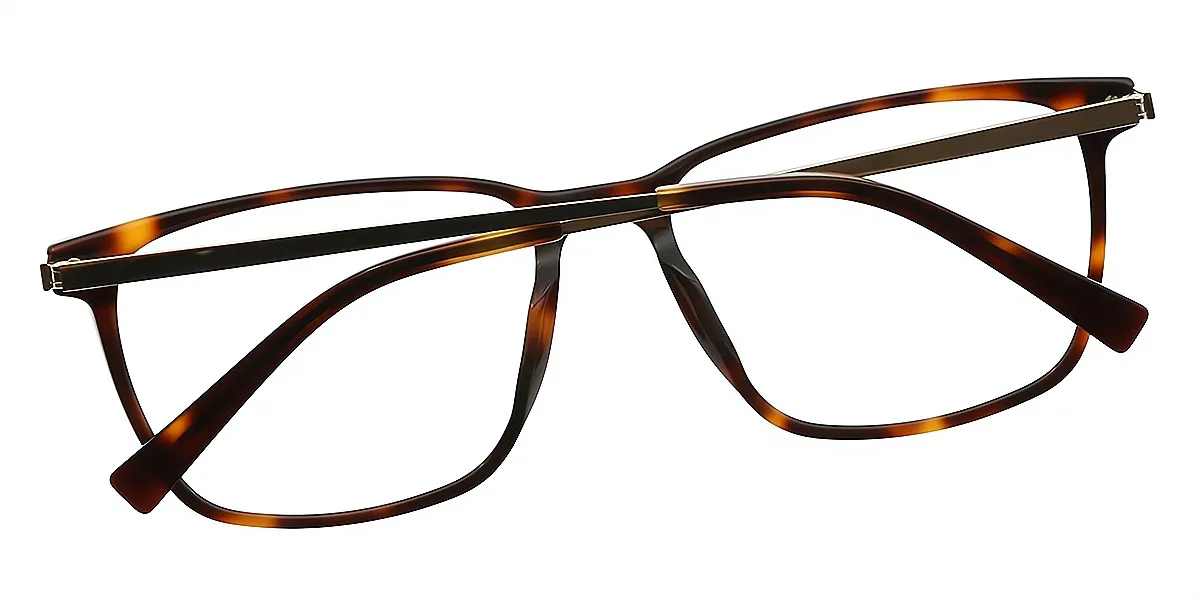 Tortoise Square Retro Horn Acetate Eyeglasses