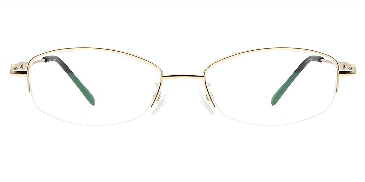 Golden Oval Simple Elegant Metal Eyeglasses