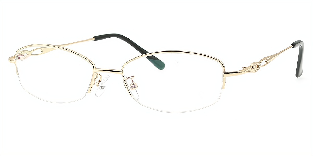 Golden Oval Simple Elegant Metal Eyeglasses
