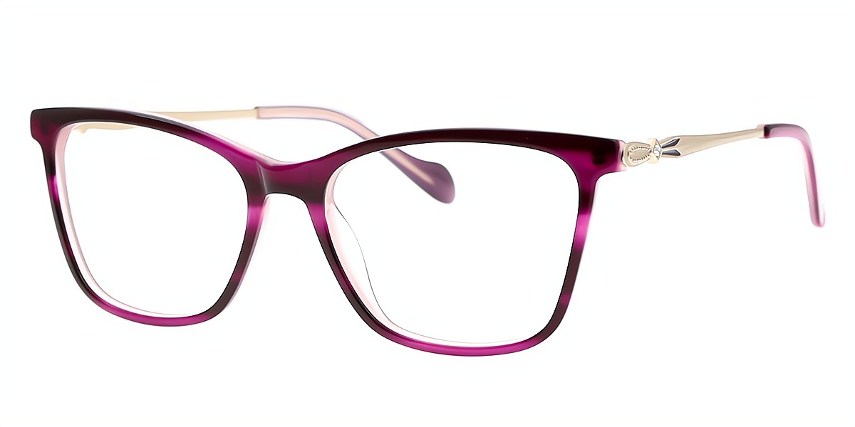 Purple Rectangle Exquisite Acetate Eyeglasses