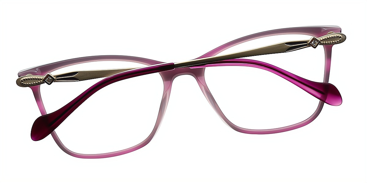 Purple Rectangle Exquisite Acetate Eyeglasses