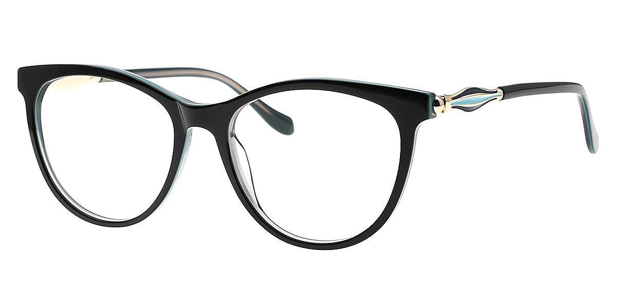 Black Green Cat Eye Exquisite Acetate Eyeglasses