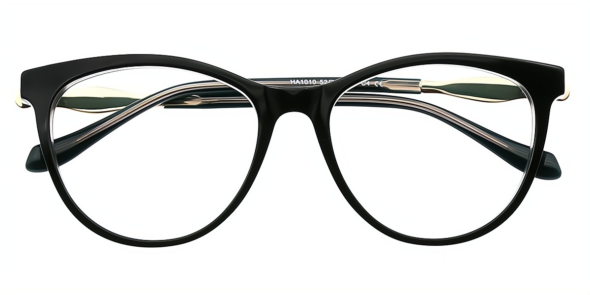 Black Green Cat Eye Exquisite Acetate Eyeglasses