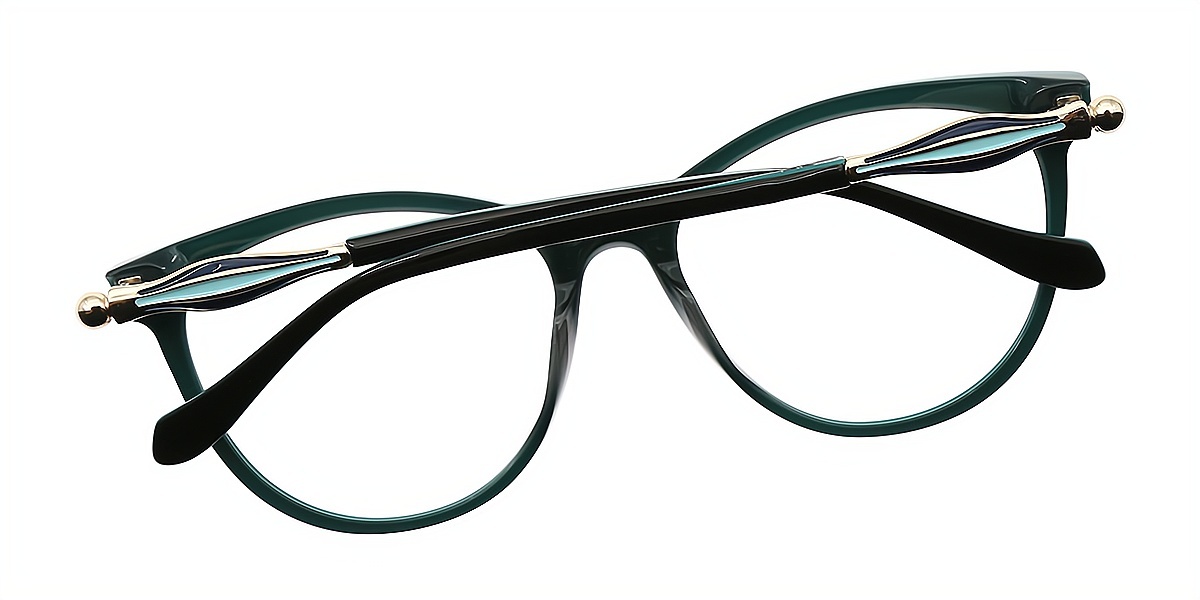 Black Green Cat Eye Exquisite Acetate Eyeglasses