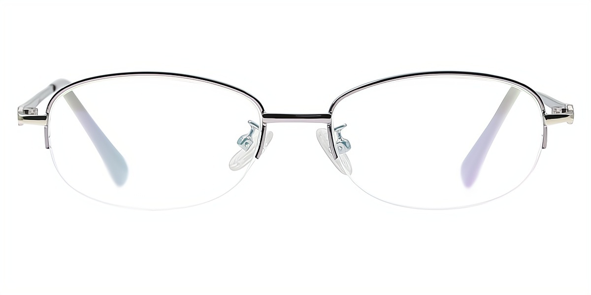Silver Oval Classic Detailed Metal Eyeglasses