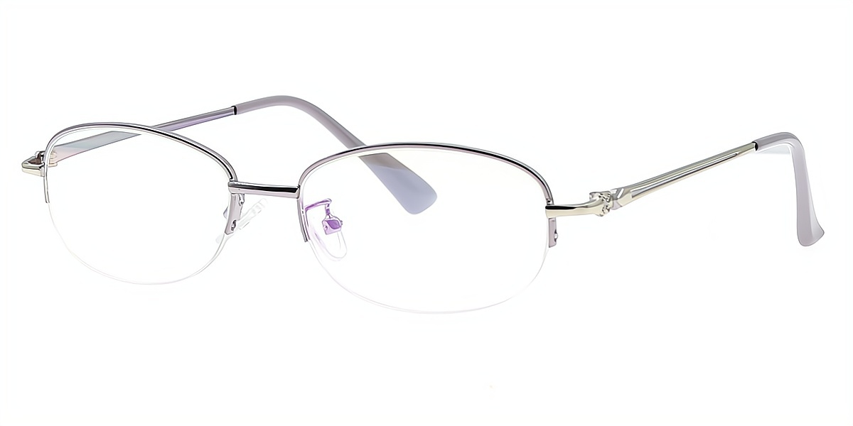 Silver Oval Classic Detailed Metal Eyeglasses