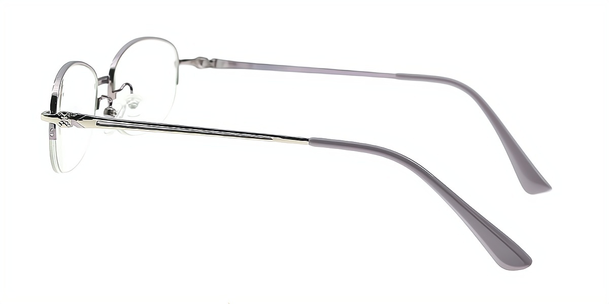 Silver Oval Classic Detailed Metal Eyeglasses