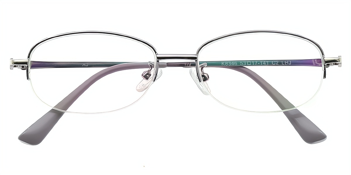 Silver Oval Classic Detailed Metal Eyeglasses