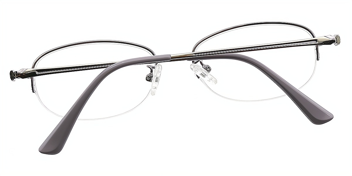 Silver Oval Classic Detailed Metal Eyeglasses