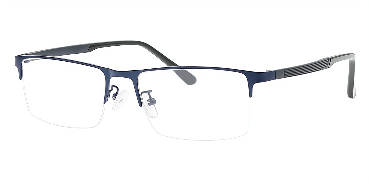 Shelton Blue Rectangle Classic Simple Metal Eyeglasses | Muukal.com