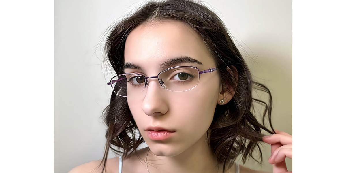 Purple Oval Classic Elegant Metal Eyeglasses