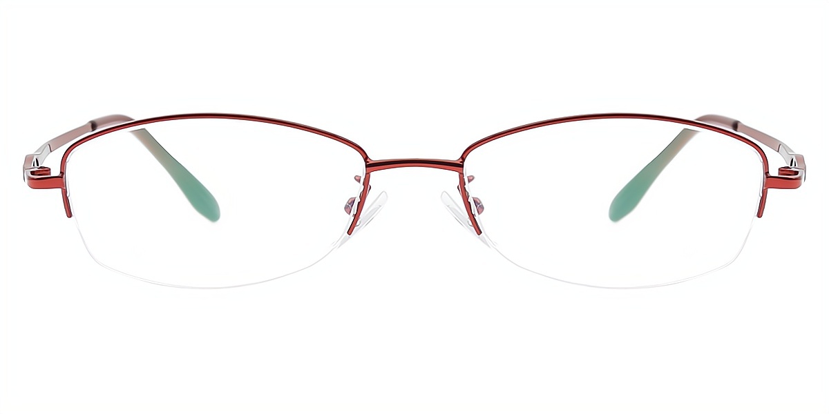 Red Oval Classic Elegant Metal Eyeglasses