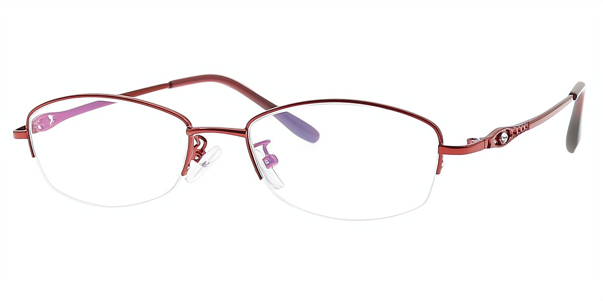 Red Oval Classic Elegant Metal Eyeglasses