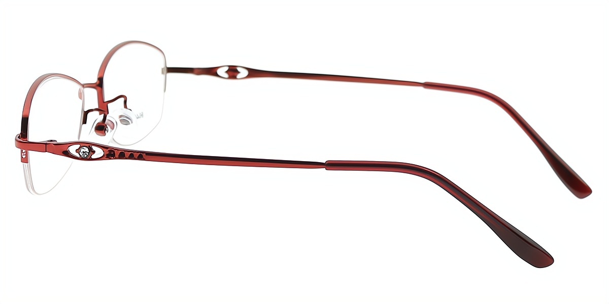 Red Oval Classic Elegant Metal Eyeglasses