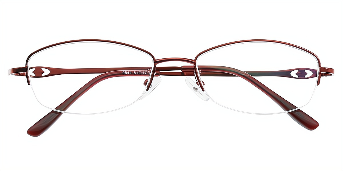 Red Oval Classic Elegant Metal Eyeglasses
