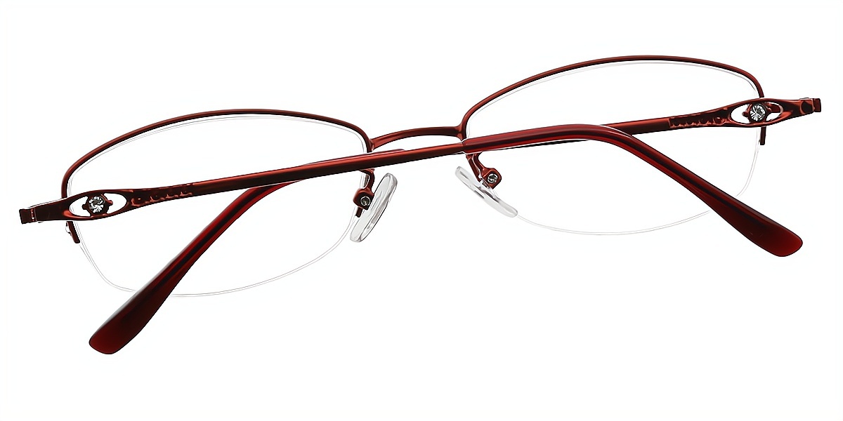 Red Oval Classic Elegant Metal Eyeglasses