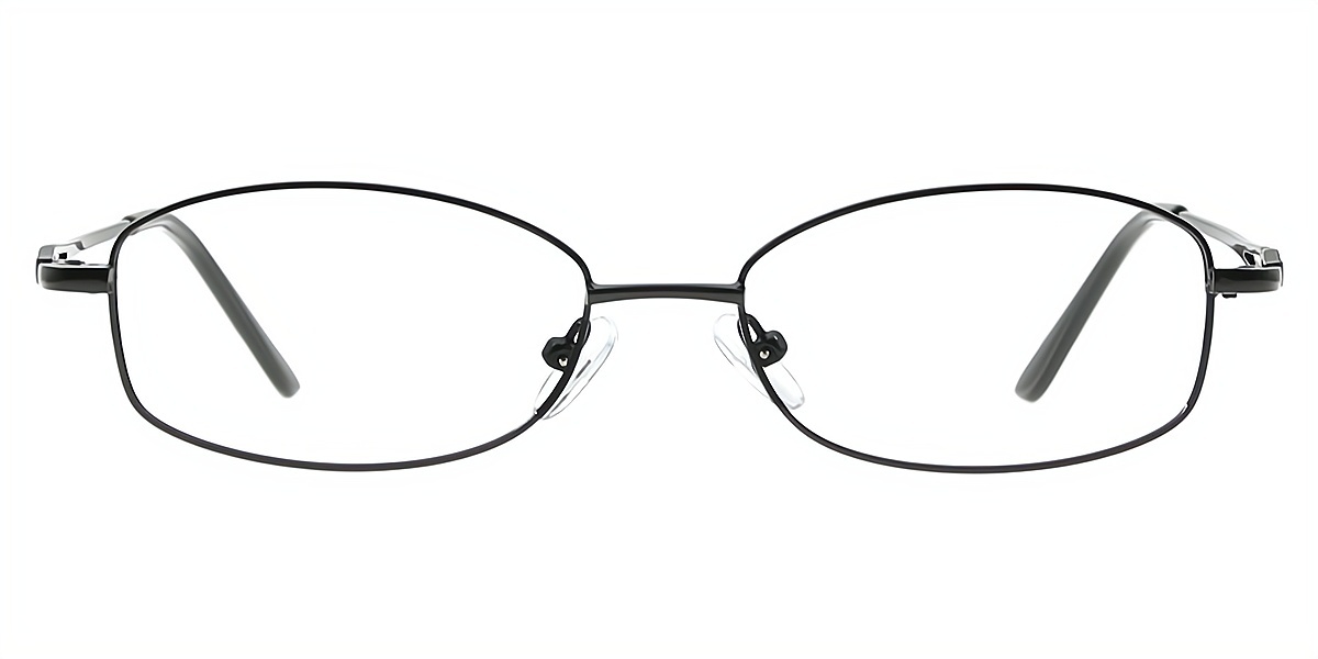 Black Oval Classic Refined Metal Eyeglasses