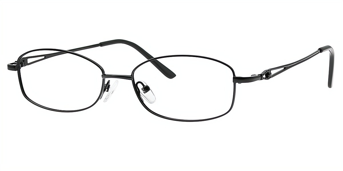 Black Oval Classic Refined Metal Eyeglasses