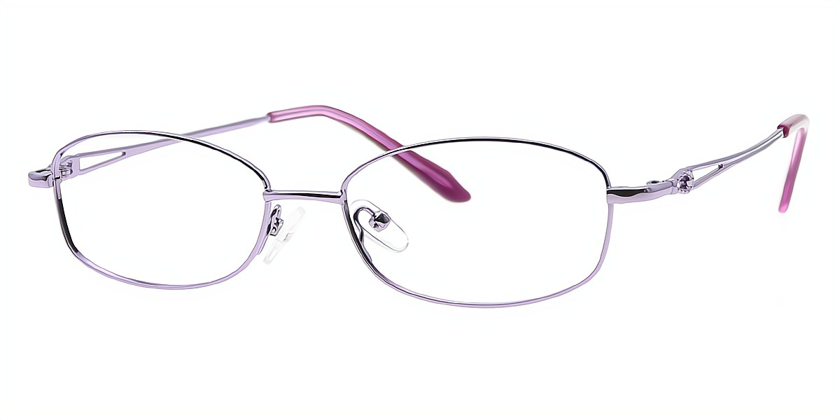 Purple Oval Classic Refined Metal Eyeglasses