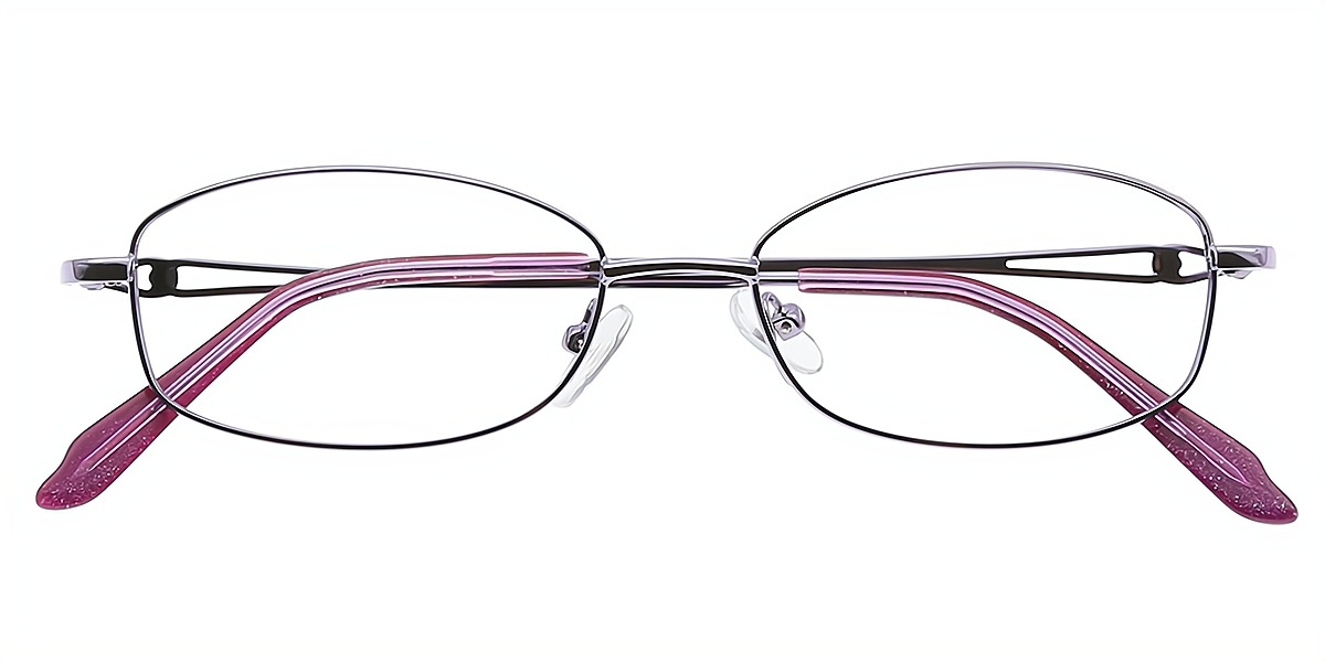 Purple Oval Classic Refined Metal Eyeglasses