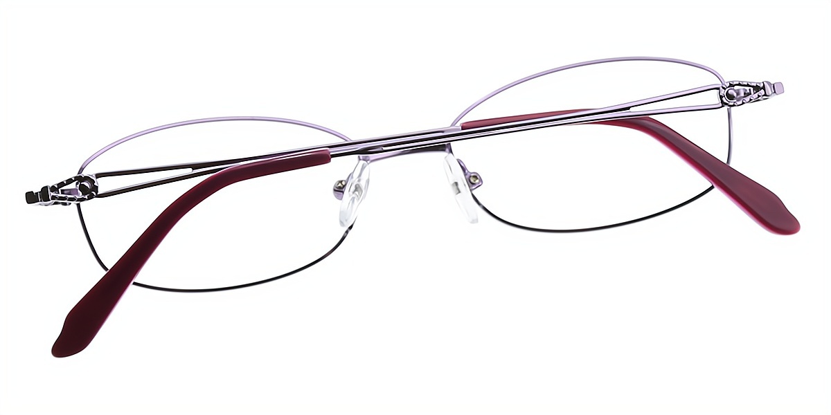 Purple Oval Classic Refined Metal Eyeglasses