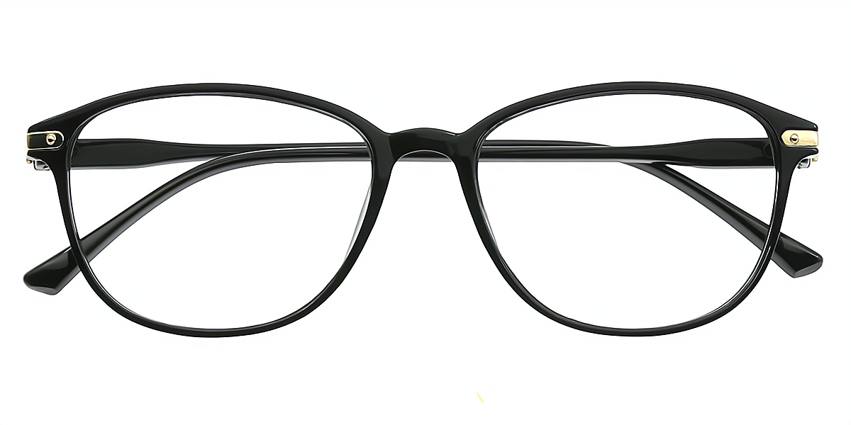 Black Oval Classic Lightweight Plastic Eyeglasses