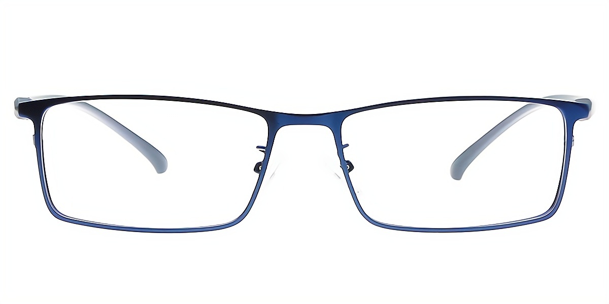 Blue Rectangle Classic Thin Metal Eyeglasses